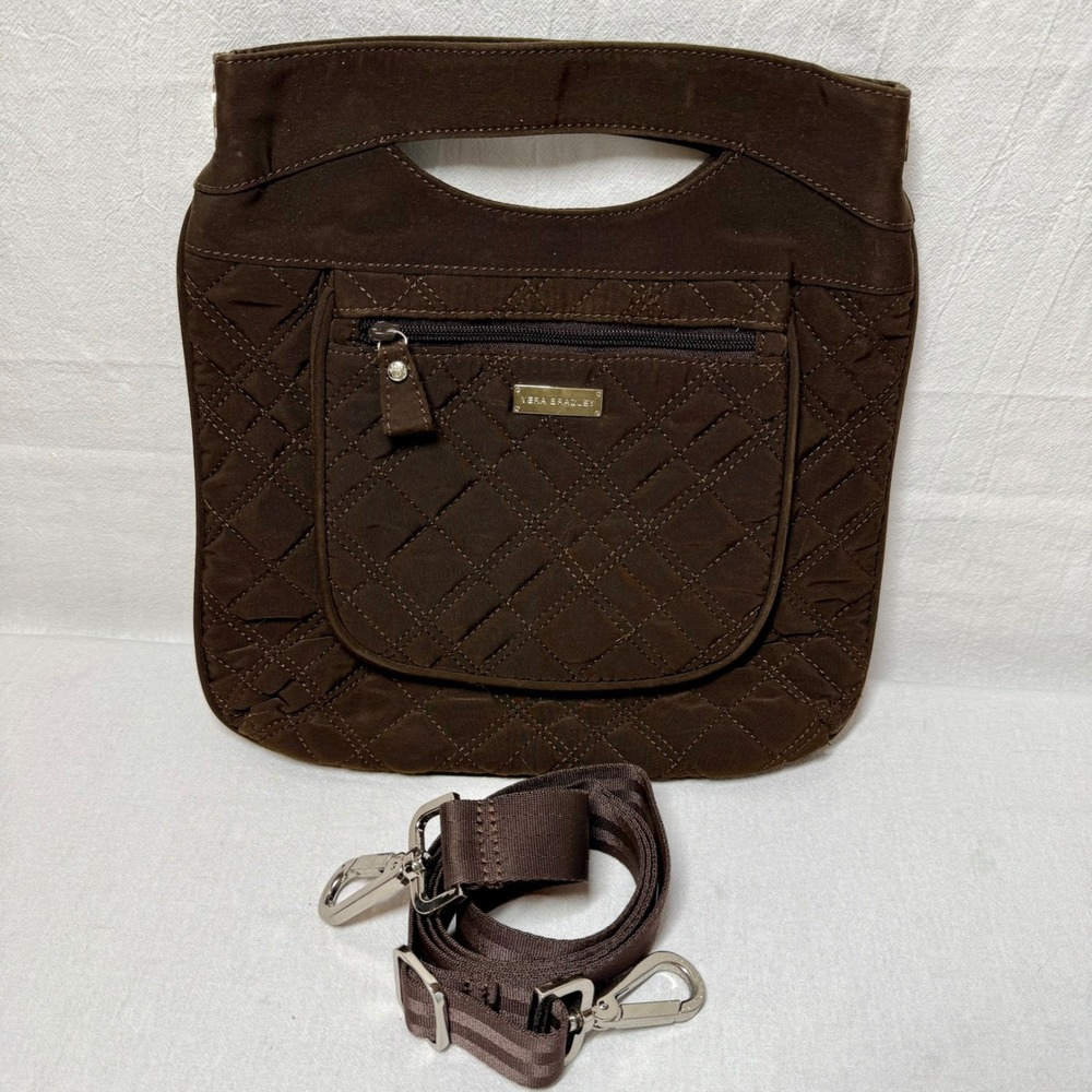 Vera Bradley Change It Up Brown Quilted Convertible Crossbody Top Handle Bag